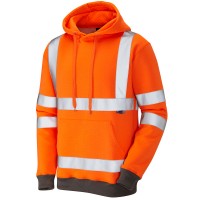 Leo Workwear Goodleigh Orange Hi Vis Hooded Sweatshirt